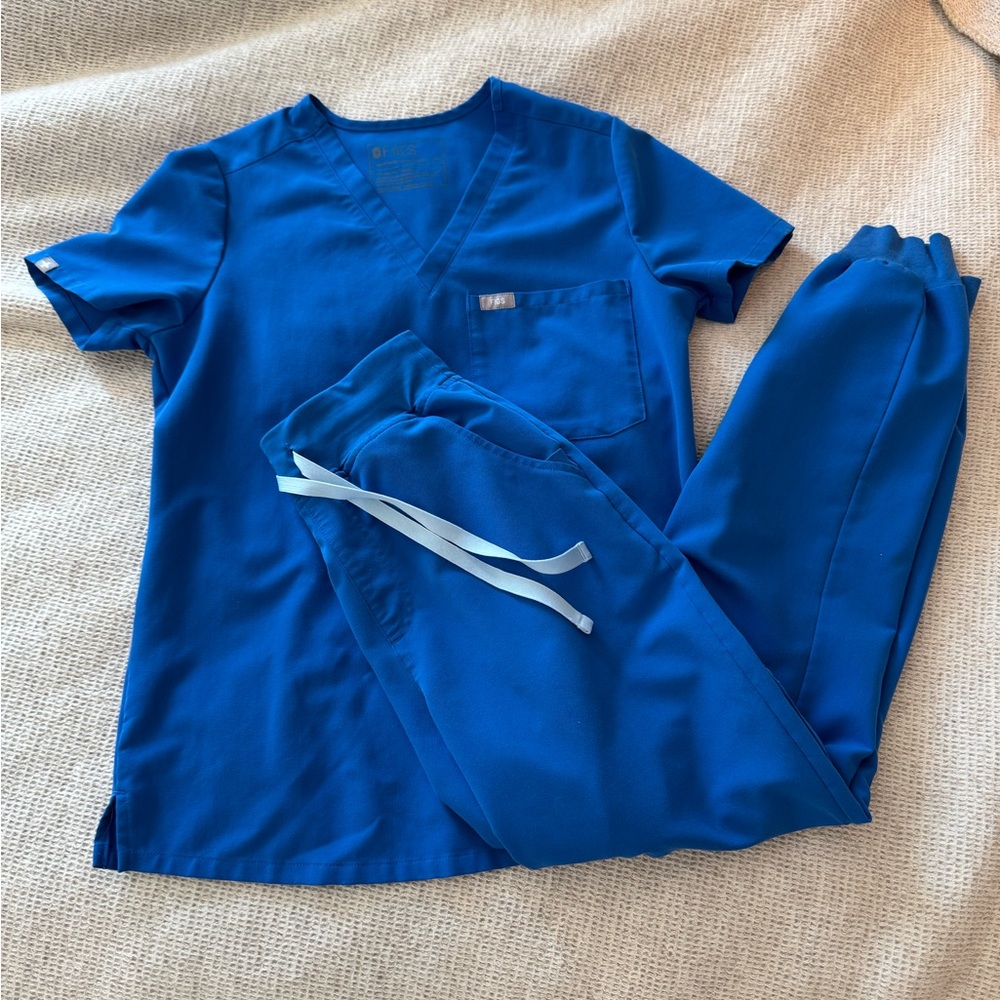 Figs Scrub Set XS Royal Blue High Waisted